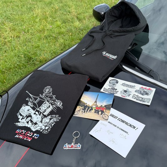 Pack 3 : 1 Pull + 1 porte clé + 1 T-shirt + 1 planche d’autocollants + 1 dédicace = 4 participations
